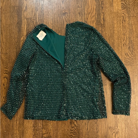 Hyacinth House Gemma Blouse Small – Green Sequin Beaded Top, party, holiday - Picture 4 of 9